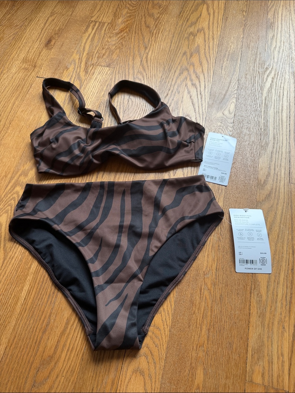 Athleta bikini NWT size Small, Oasis underwire top, high waist full swim Bottom